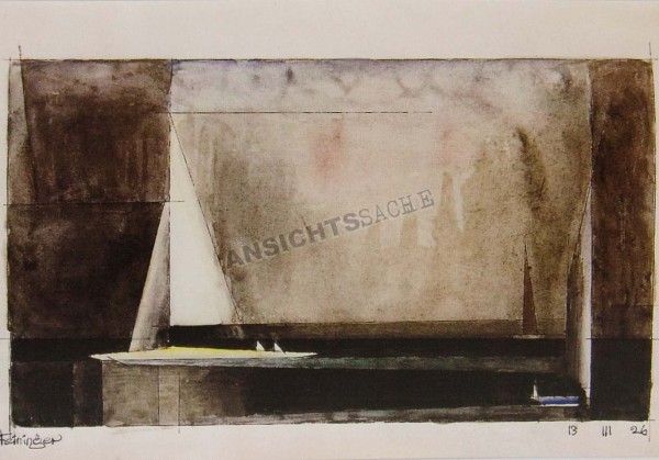 Postkarte &quot;Lyonel Feininger - Drei Segelboote&quot;