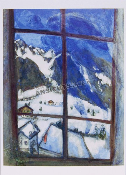 Postkarte &quot;Marc Chagall - Nachstimmung oder Winternacht oder Engel über dem Dorf&quot;