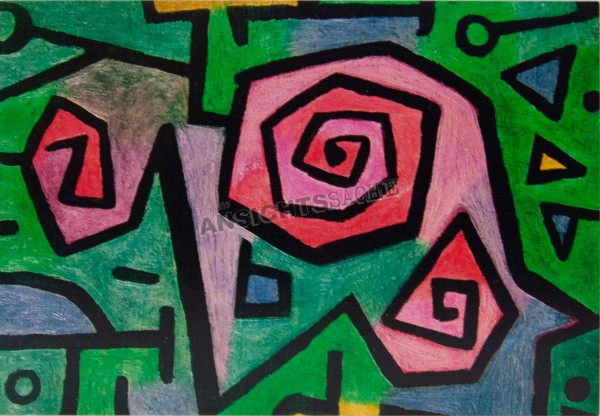 Postkarte &quot;Paul Klee - Heldenhafte Rosen&quot;