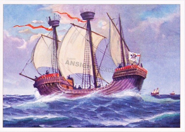 Postkarte Hansekogge von C.Rave um 1905