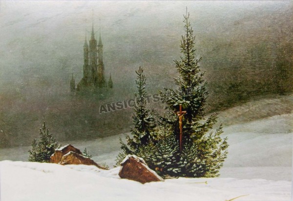 Postkarte &quot;Caspar David Friedrich - Winterlandschaft mit Kirche&quot;