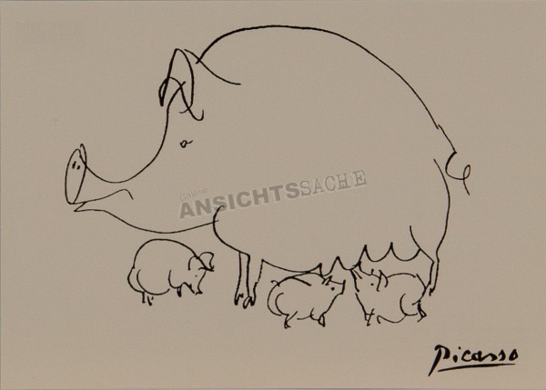 Postkarte &quot;Pablo Picasso - Das Schwein&quot;